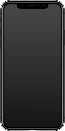Apple iPhone X from 2017 in colour black. Front screen view.